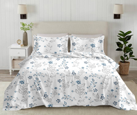 Morning Dew King Bedsheet Set | 300 TC | 100% Pure Cotton| Blue