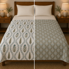 Neel Bageecha Reversible Lightweight AC Dohar | Double Bed Dohar