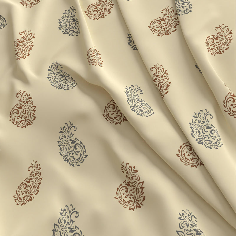 Paisley Bloom King Bedsheet Set | 400 TC | Beige