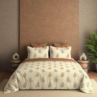 Paisley Bloom King Bedsheet Set | 400 TC | Beige