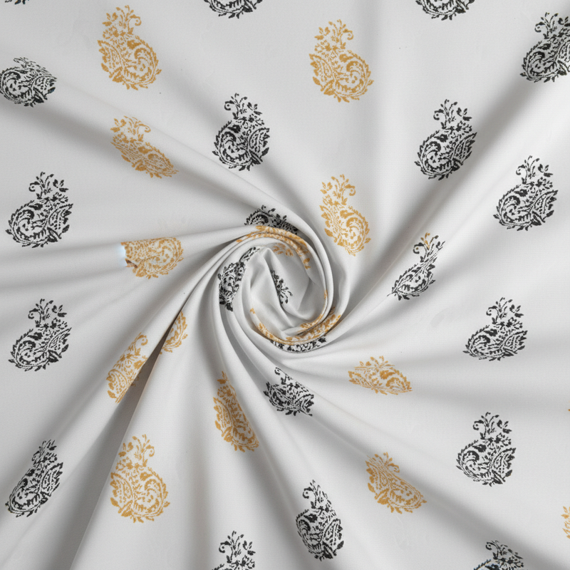 Paisley Bloom King Bedsheet Set | 400 TC | Grey