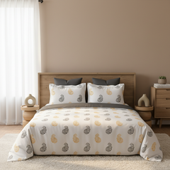 Paisley Bloom King Bedsheet Set | 400 TC | Grey
