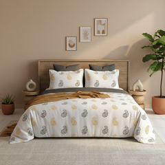 Paisley Bloom King Bedsheet Set | 400 TC | Grey