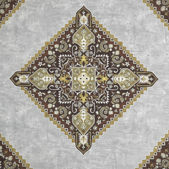 Decorative rug with intricate pattern on a textured surface
