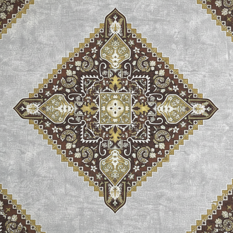 Decorative rug with intricate pattern on a textured surface