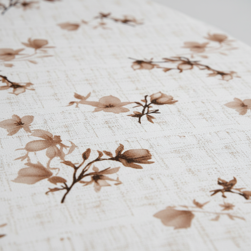 Floral pattern on a textured fabric surface