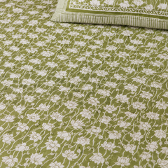 Phool Bagh Jaipuri King Size Bedsheet | 100% Cotton | Green