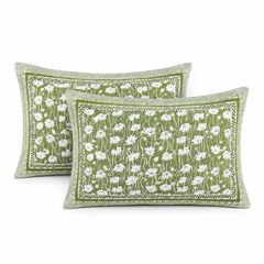 Phool Bagh Jaipuri King Size Bedsheet | 100% Cotton | Green
