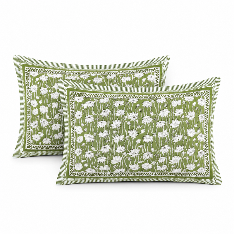 Phool Bagh Jaipuri King Size Bedsheet | 100% Cotton | Green