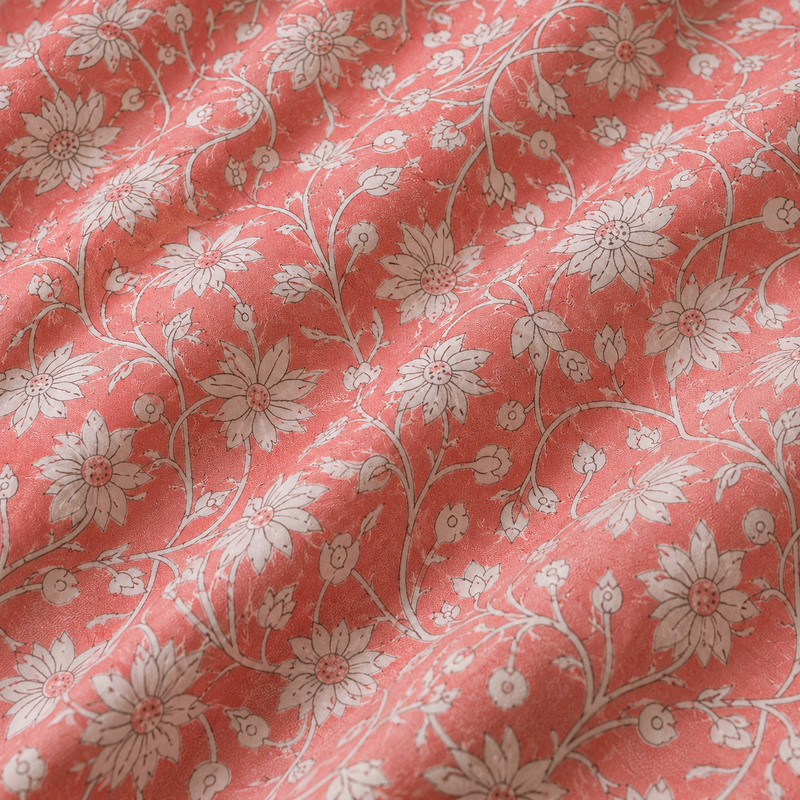 Phool Bagh Jaipuri King Size Bedsheet | 100% Cotton | Pink