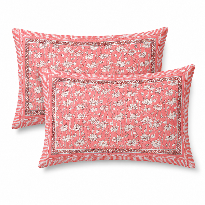Phool Bagh Jaipuri King Size Bedsheet | 100% Cotton | Pink