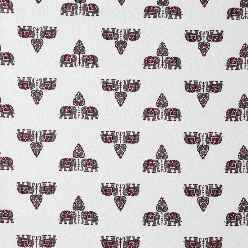 Raj Elephant Jaipuri King Size Bedsheet  | 100% Cotton | Red