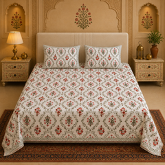 Rajsi Gulzar Jaipuri King Size Bedsheet | 100% Pure Cotton | Anarkali Collection