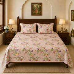Rani Bagh Jaipuri King Size Bedsheet | 100% Pure Cotton