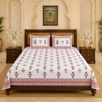 Rosé Royale Jaipuri King Size Bedsheet | 100% Pure Cotton | Anarkali Collection