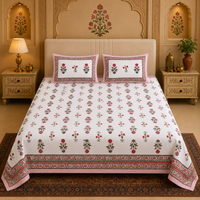 Rosé Royale Jaipuri King Size Bedsheet | 100% Pure Cotton | Anarkali Collection
