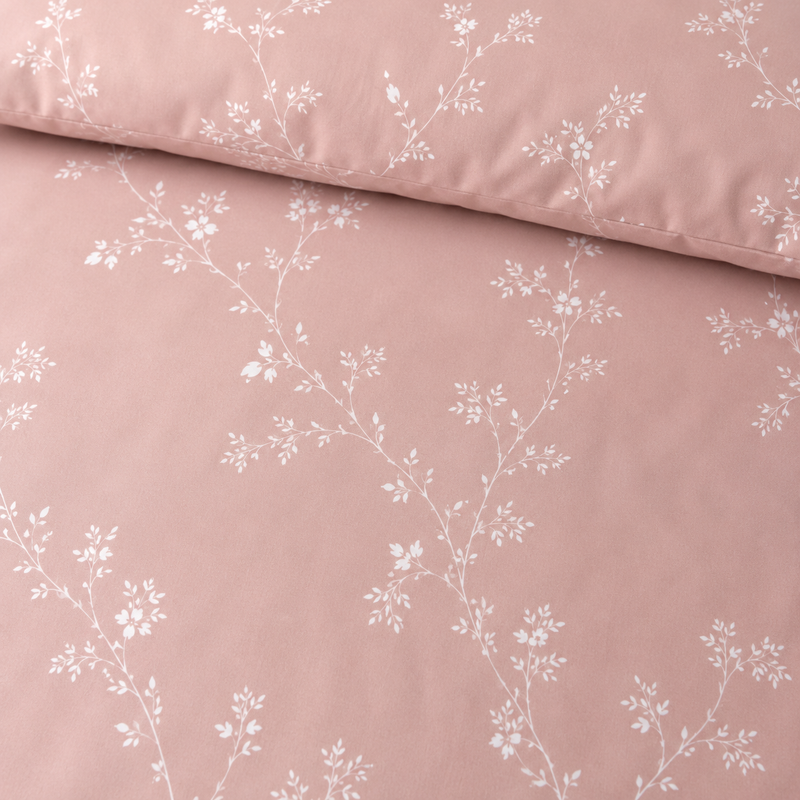 Rose Vine King Bedsheet Set | 300 TC | 100% Pure Cotton | Light Pink