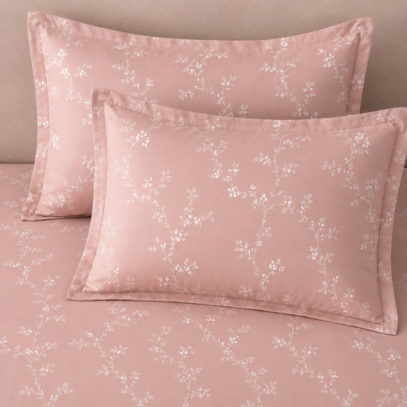 Rose Vine King Bedsheet Set | 300 TC | 100% Pure Cotton | Light Pink