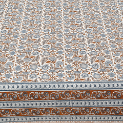 Roshan Bagh Jaipuri King Size Bedsheet | Cotton Bedsheet | Orange | Angan Collection