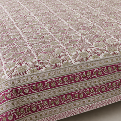 Roshan Bagh Jaipuri King Size Bedsheet | Cotton Bedsheet | Pink | Angan Collection