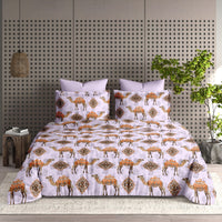 Royal Caravan King Bedsheet Set | 210 TC | 100% Pure Cotton | 2 Pillow Covers | Lavender