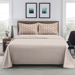 Soft Lattice King Bedsheet Set | 300 TC | 100% Pure Cotton | Peach