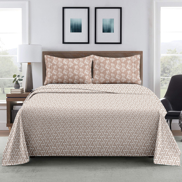 Soft Lattice King Bedsheet Set | 300 TC | 100% Pure Cotton | Peach