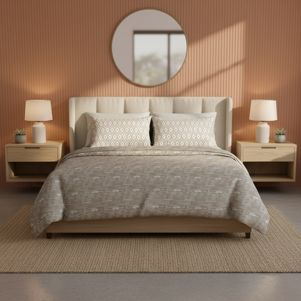 Tribal Weave King Bedsheet Set | 300 TC | 100% Pure Cotton | Brown