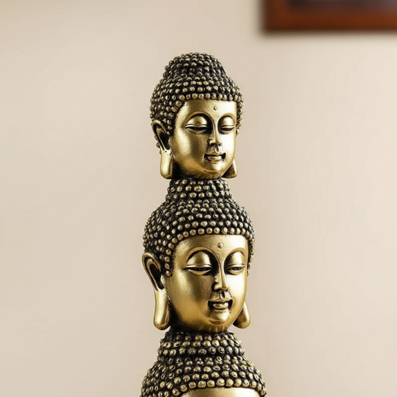 Triple Head Buddha Resin