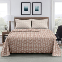 Urban Leaf King Bedsheet Set | 300 TC | 100% Pure Cotton | Peach