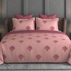 Vintage Crest Bedsheet Set | 600 TC | 100% Satin Cotton | Pink