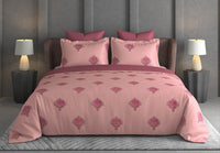 Vintage Crest Bedsheet Set | 600 TC | 100% Satin Cotton | Pink
