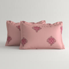Vintage Crest Bedsheet Set | 600 TC | 100% Satin Cotton | Pink