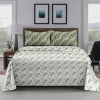 Whisper Vine King Bedsheet Set | 300 TC | 100% Pure Cotton | Green
