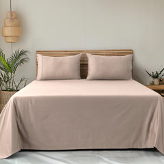 Classic Plain King Bedsheet Set | 400 TC | 100% Satin Cotton | 2 Pillow Covers | Blush