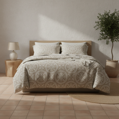 Magnolia Dune King Bedsheet Set | 400 TC | 100% Pure Cotton | 2 Pillow Covers