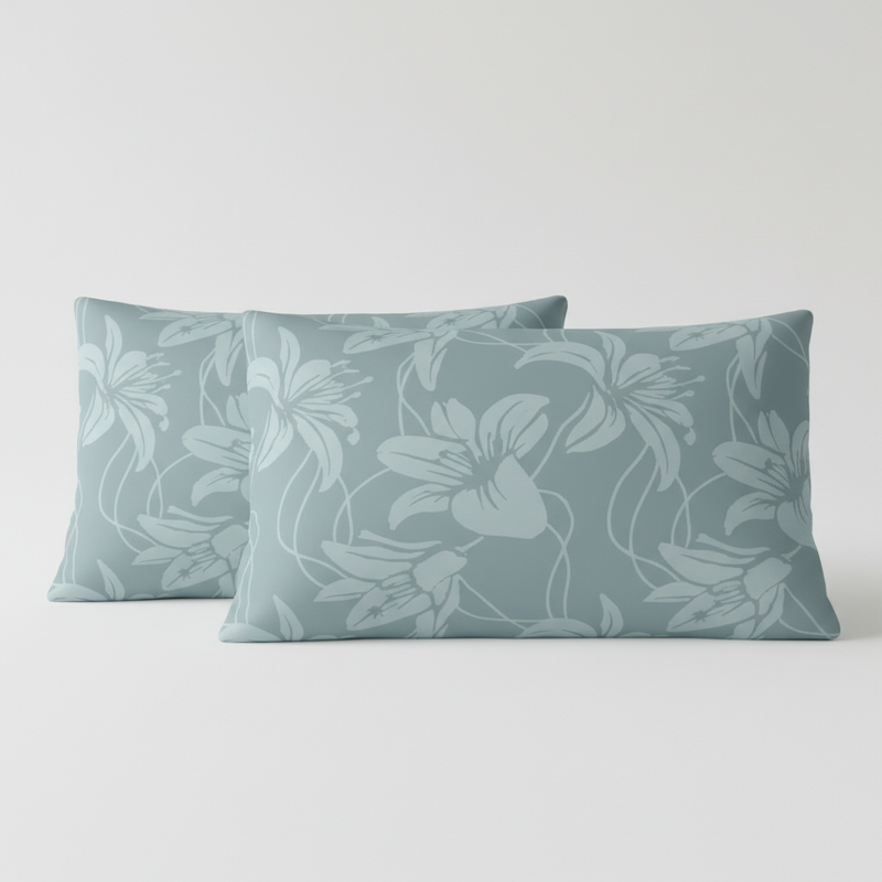 Lily Mist King Bedsheet Set | 400 TC | 100% Pure Cotton | 2 Pillow Covers