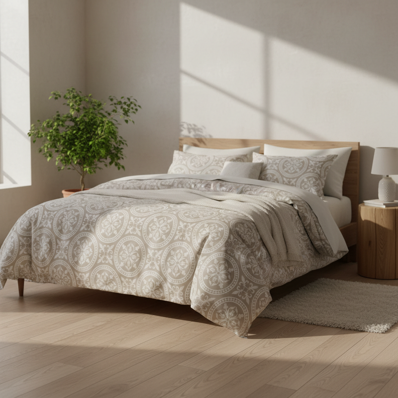 Magnolia Dune King Bedsheet Set | 400 TC | 100% Pure Cotton | 2 Pillow Covers